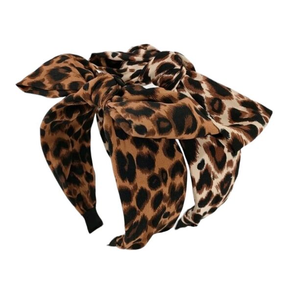 Leopard Print Bow Headbands - Picture 2 of 3